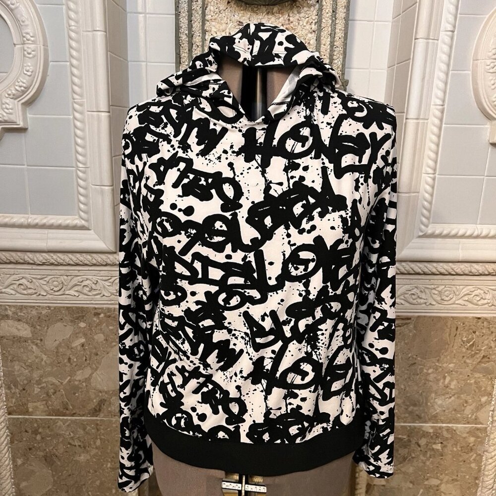 Feathers Hoodie. Size 1X - 2X. Runs Small. Blouson Pullover Knit Stretch. B94